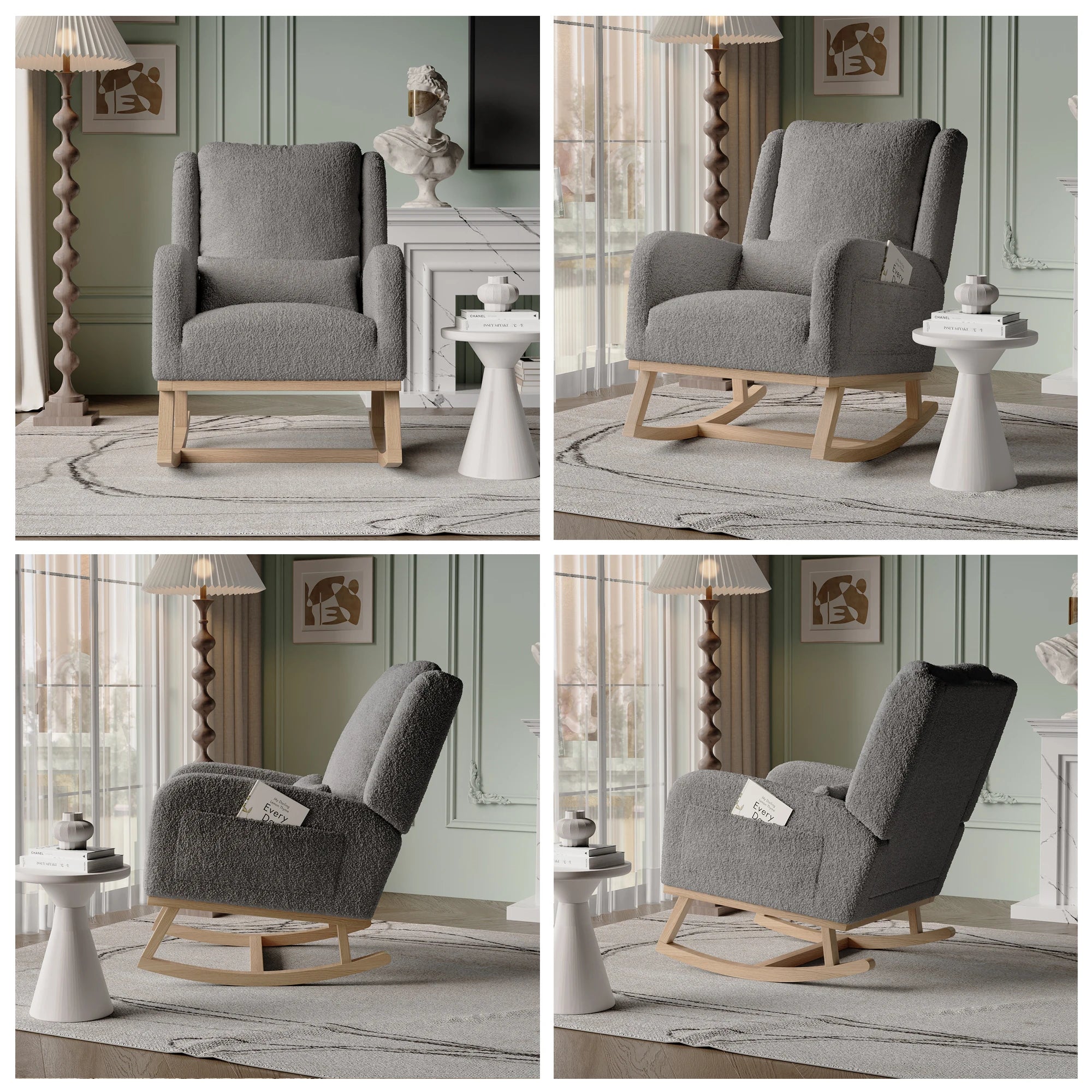 Fauteuil d'allaitement à bascule, doux, confortable et style moderne, avec espaces de rangement Petit Berceau